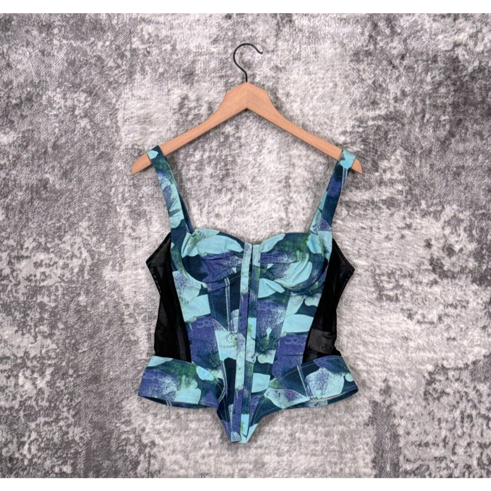 Miaou Blue and Black Corset Top